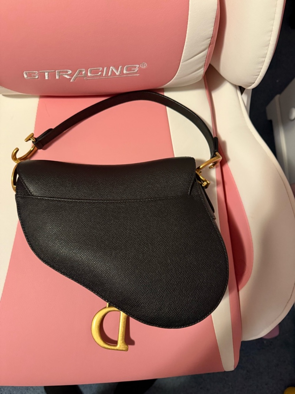 Black Dior medium Saddle Shoulder Bag with Gold Hardware - Picture 10 of 11